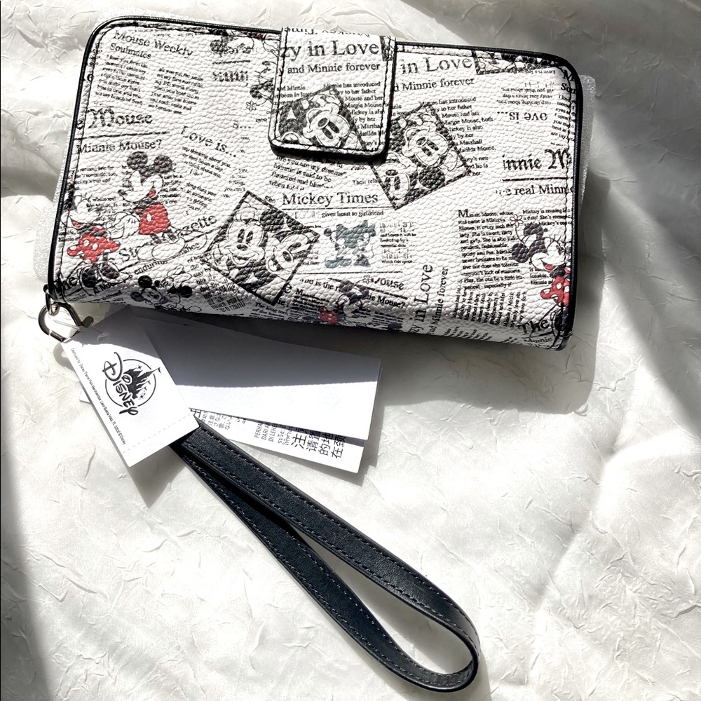 NWTO | Disney Mickey and Minnie Newspaper Print Wallet Wristlet